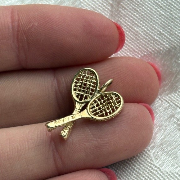 14k Gold Tennis Racket Charm / Pendant - Picture 2 of 5